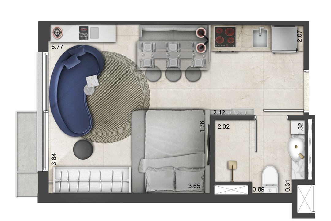 Planta Apto 25m | Lucas by YOO – Mont Serrat - Porto Alegre - Rio Grande do Sul Planta Apto 25m | Lucas by YOO – Apartamento no Mont Serrat - Porto Alegre - Rio Grande do Sul